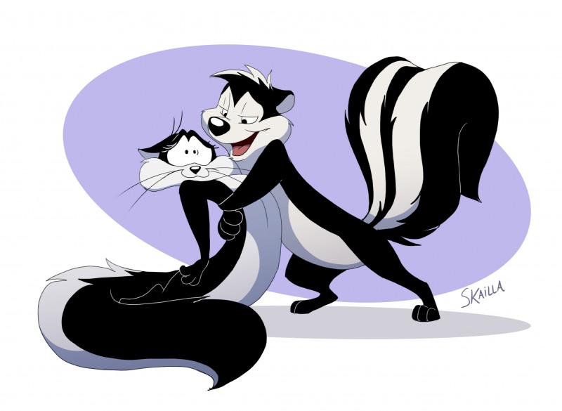 penelope pussycat and pepe le pew (warner brothers and etc) created by skailla