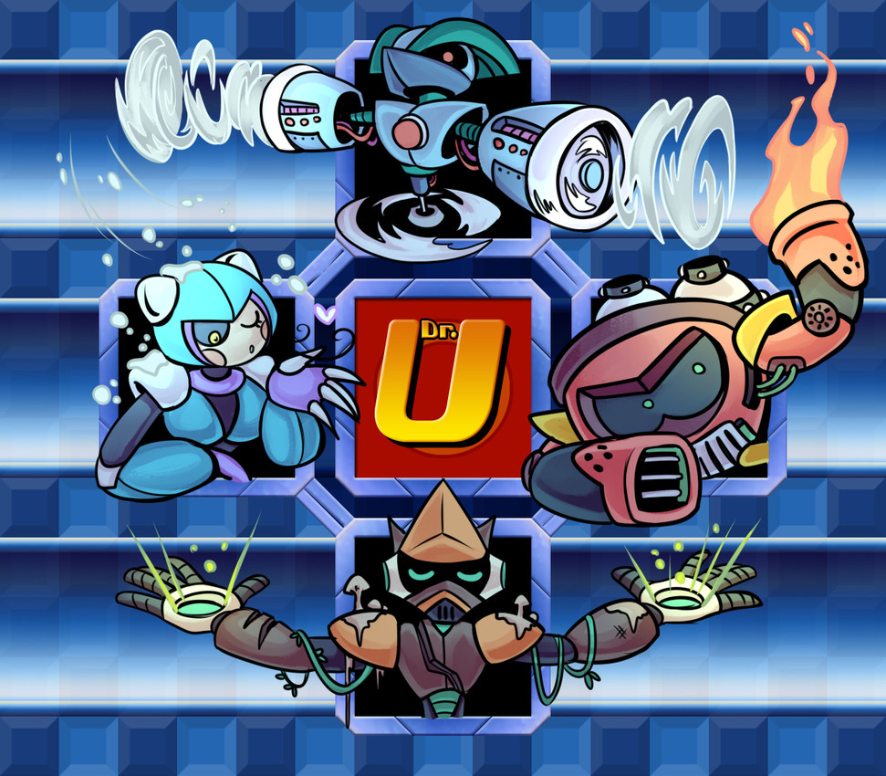 earth man, fan character, fan man, flare man, and glacier woman (mega man (series) and etc) created by cerealharem