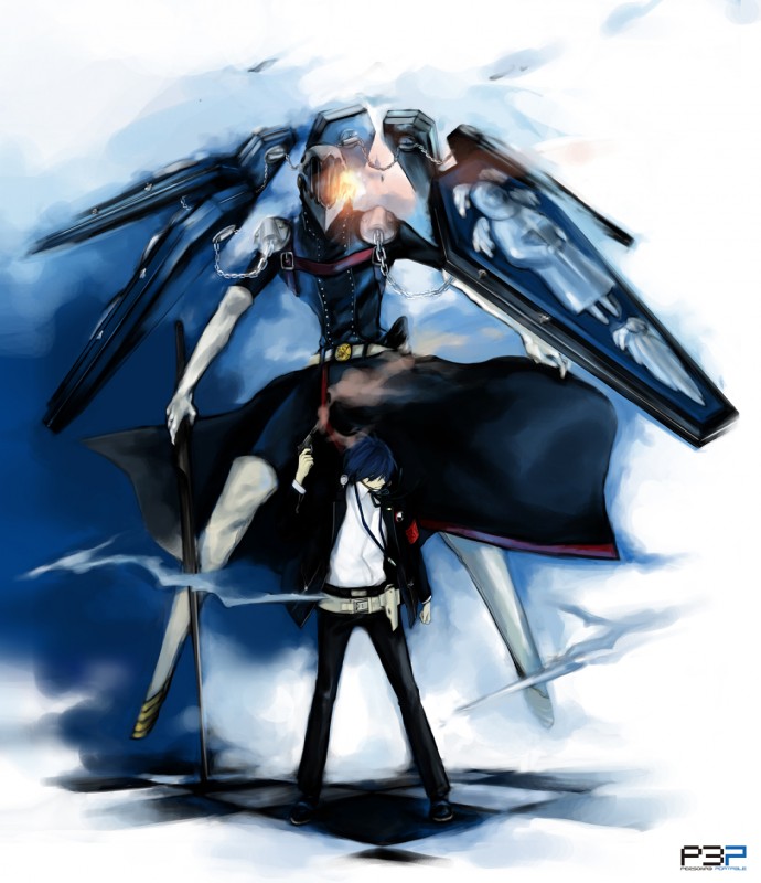minato arisato and thanatos (megami tensei persona and etc) created by ruin (artist)