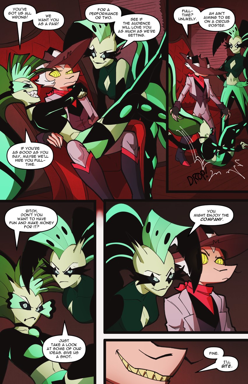 glam, glitz, and striker (helluva boss) created by swain (artist)