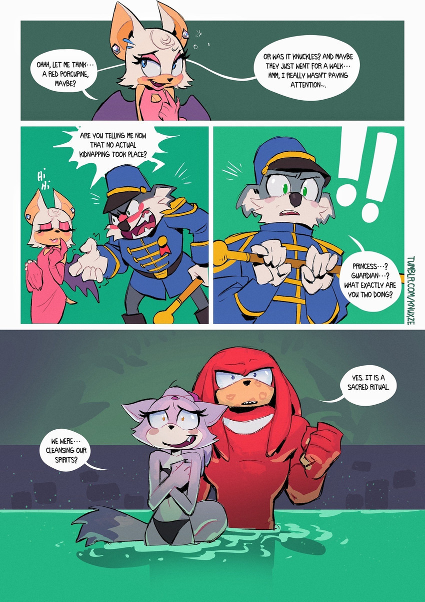 blaze the cat, gardon, knuckles the echidna, and rouge the bat (sonic the hedgehog (series) and etc) created by knuxze