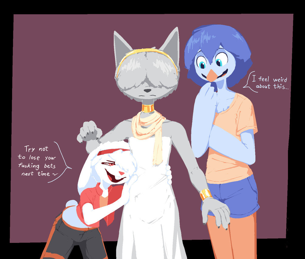 bird, bunny, and rush (a whole wolfrush) created by uglycoal