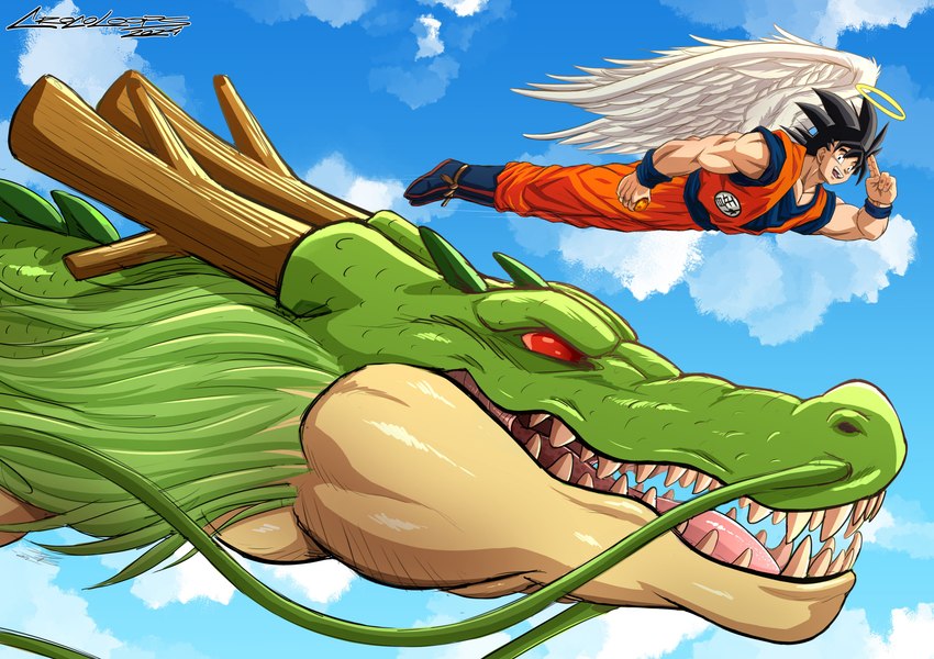 goku and shenron (dragon ball and etc) created by crazydrak