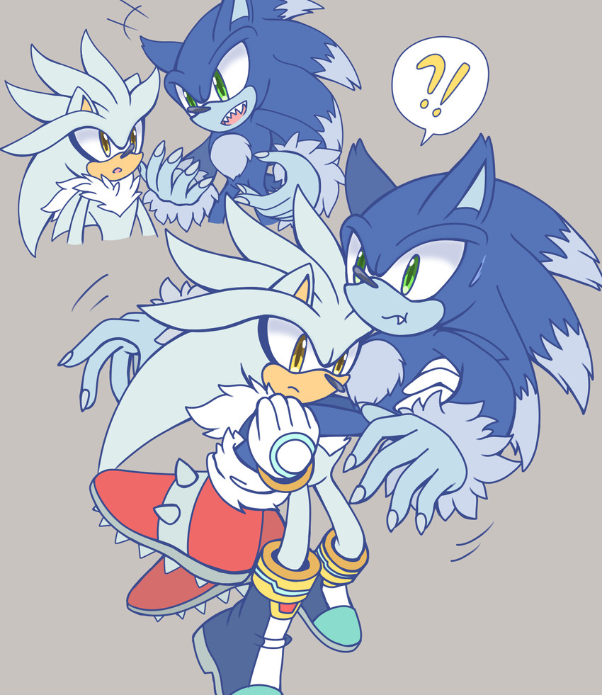 silver the hedgehog, sonic the hedgehog, and sonic the werehog (sonic the hedgehog (series) and etc) created by starlightbell23