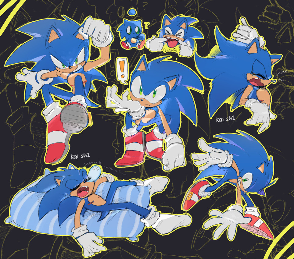 sonic chao and sonic the hedgehog (sonic the hedgehog (series) and etc) created by kai-sh1
