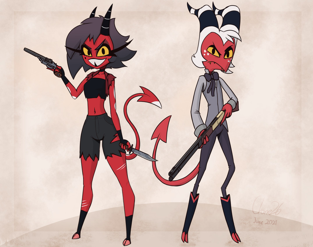 millie and moxxie (helluva boss and etc) created by clone26