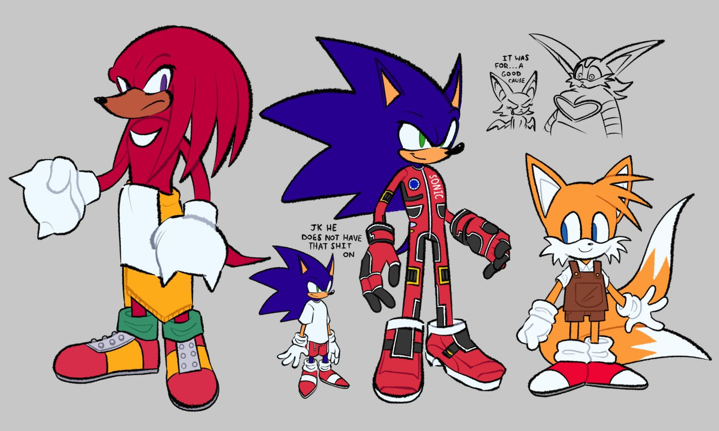 big the cat, knuckles the echidna, miles prower, rouge the bat, and sonic the hedgehog (sonic the hedgehog (series) and etc) created by huhermm