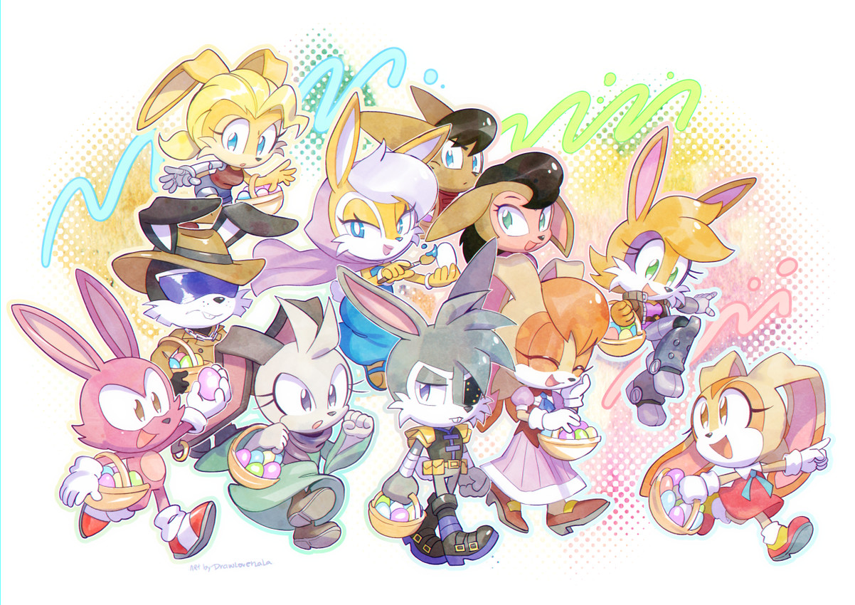 the enchantress, jack rabbit, vanilla the rabbit, belle d'coolette, cream the rabbit, and etc (sonic the hedgehog (archie) and etc) created by drawloverlala