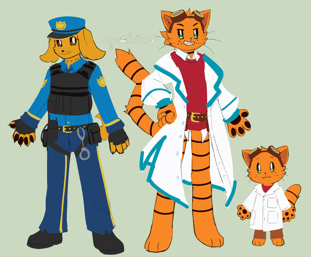 dog man, li'l petey, and petey the cat (dog man (series)) created by sunnynoga