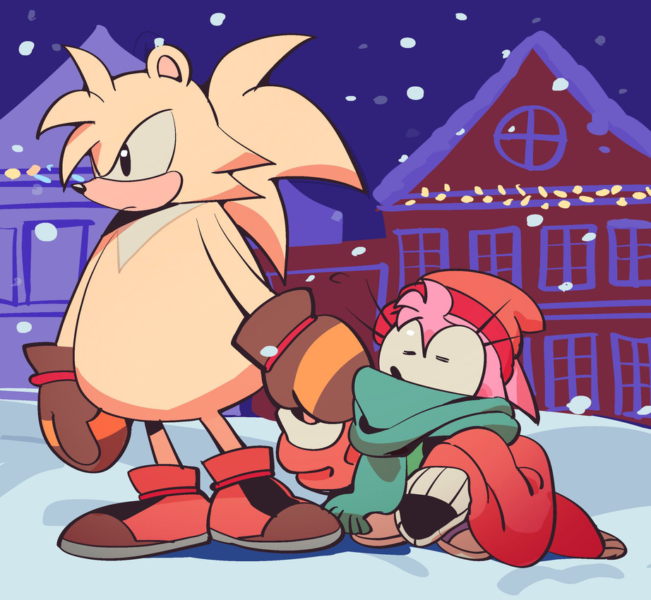 amy rose and bark the polar bear (sonic the hedgehog (series) and etc) created by kosherea