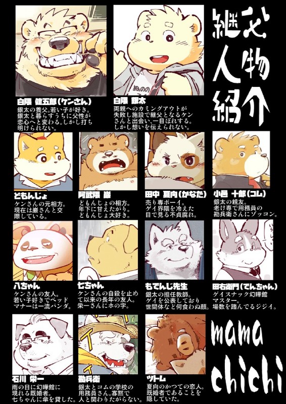 gin, ken, and modenji created by garouzuki