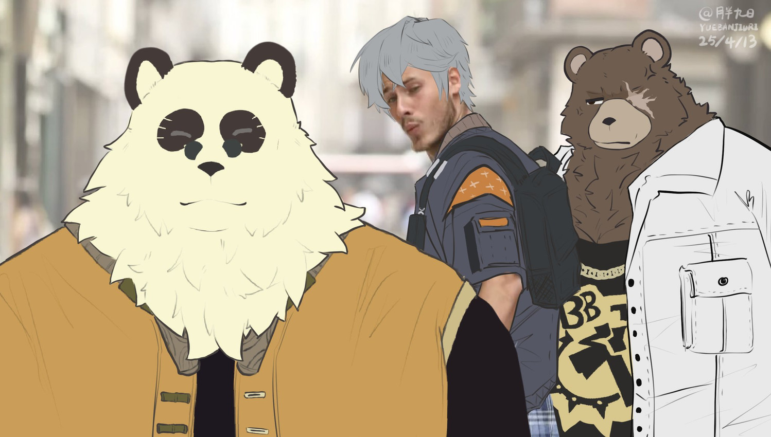 ben bigger, pan yinhu, and wise (distracted boyfriend and etc) created by yuebanjiuri