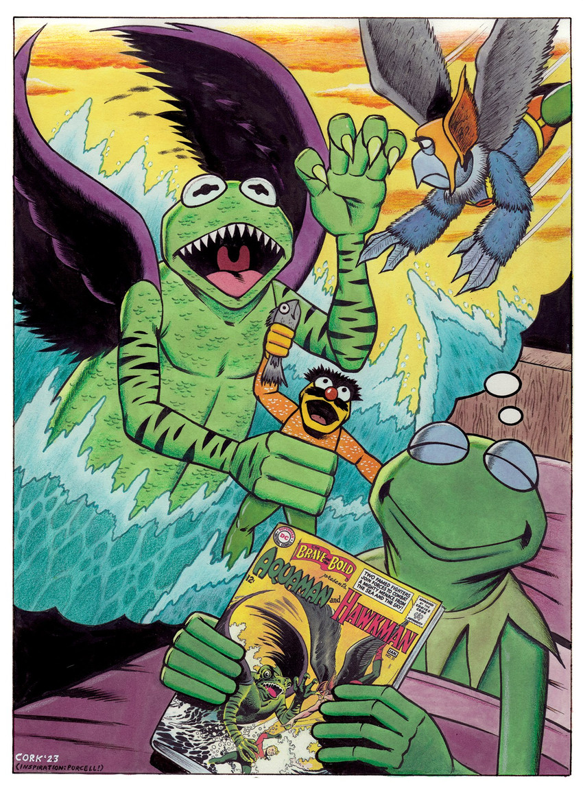 kermit the frog, sam the eagle, hawkman, lew zealand, aquaman, and etc (the muppet show and etc) created by bruce mccorkindale