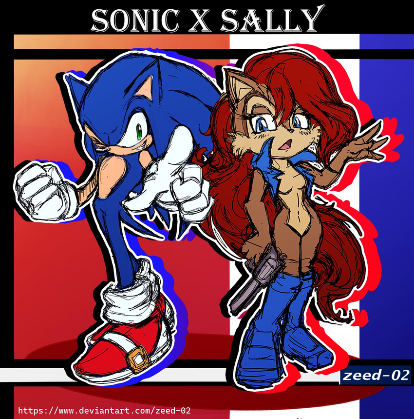 sally acorn and sonic the hedgehog (sonic the hedgehog (archie) and etc) created by zeed 02