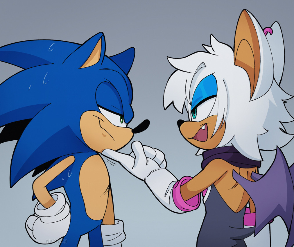 rogue the bat, rouge the bat, and sonic the hedgehog (sonic the hedgehog (series) and etc) created by nikkikaji