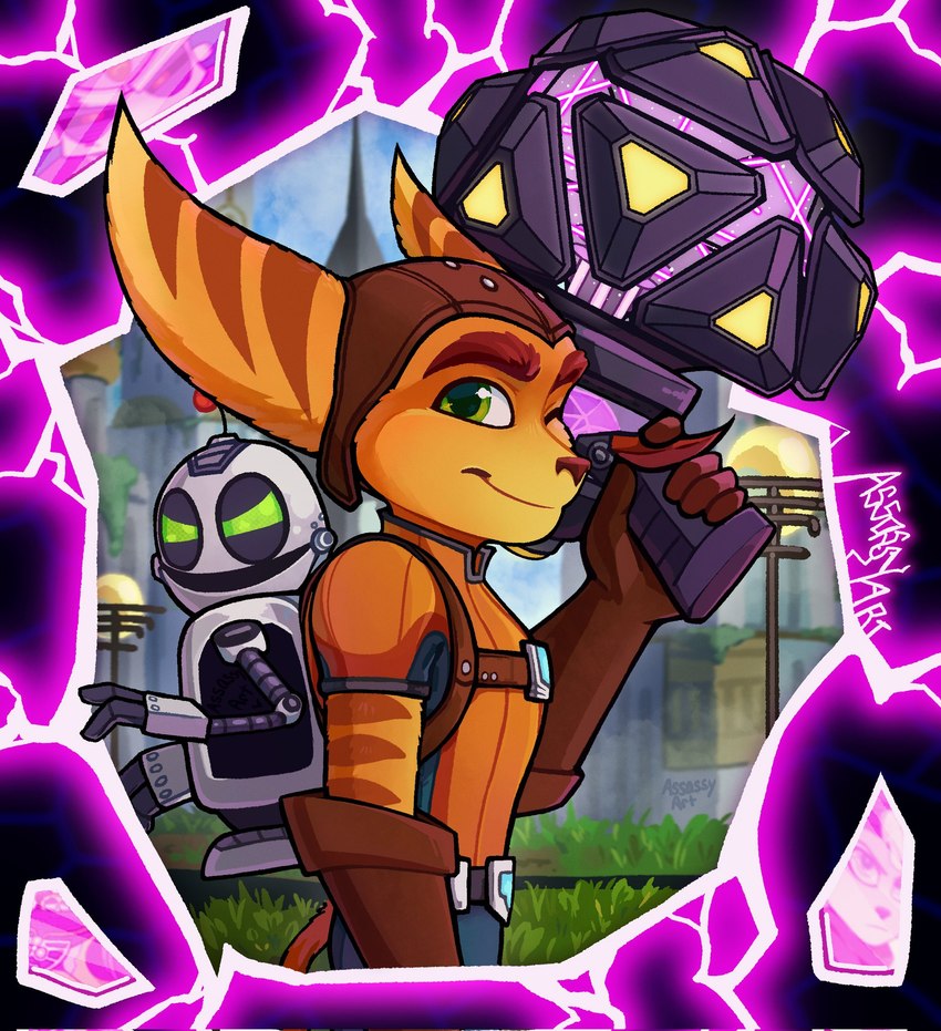 clank, dr. nefarious, kit, ratchet, and rivet (sony interactive entertainment and etc) created by assassyart