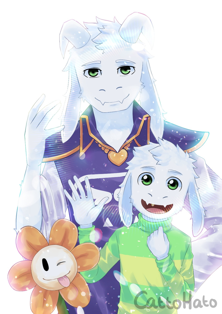 asriel dreemurr and flowey the flower (undertale (series) and etc) created by riznben