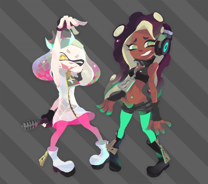 marina, off the hook, and pearl (nintendo and etc) created by unknown artist