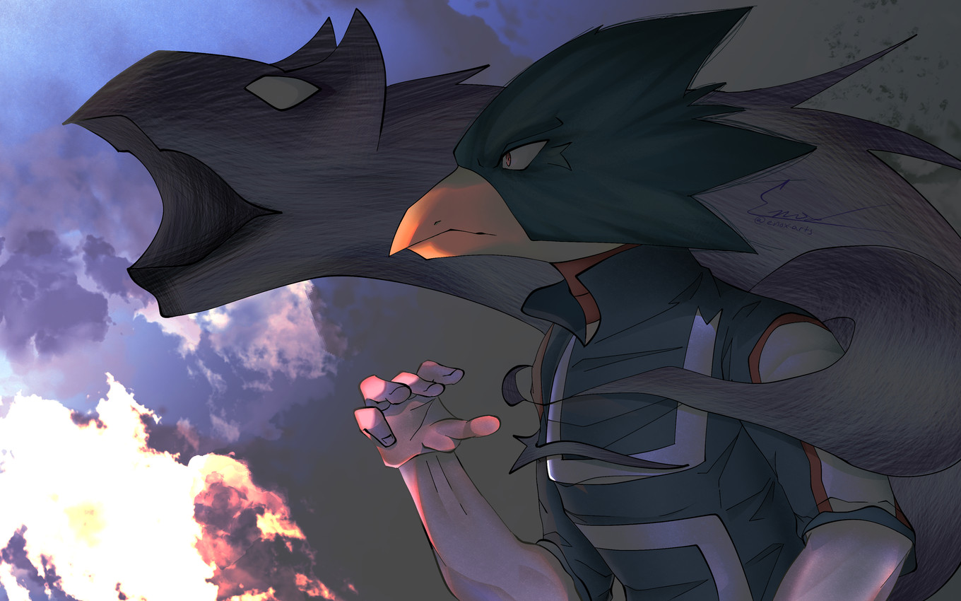 fumikage tokoyami (my hero academia) created by enoxarts