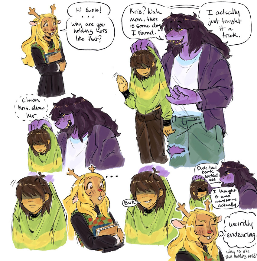 kris, noelle holiday, and susie (undertale (series) and etc) created by colicolicolicoli