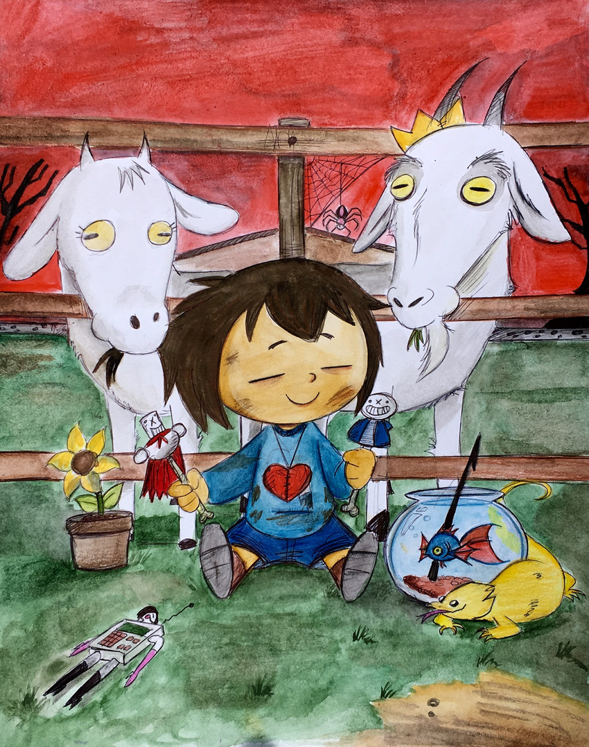 papyrus, flowey the flower, frisk, sans, asgore dreemurr, and etc (undertale (series) and etc) created by artist-exhale