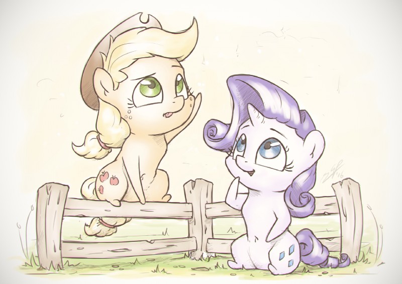 applejack and rarity (friendship is magic and etc) created by assasinmonkey