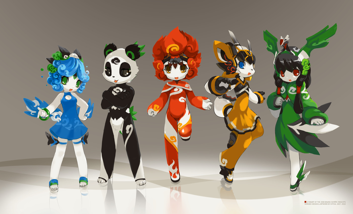 huanhuan, jingjing, yingying, beibei, fuwa, and etc (2008 summer olympics and etc) created by tyson tan