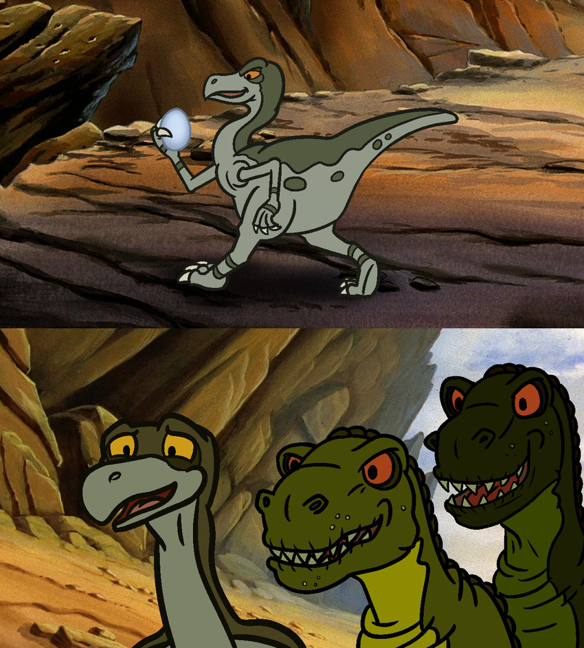 ozzy and sharptooth (i put the new forgis on the jeep and etc) created by anonymous artist