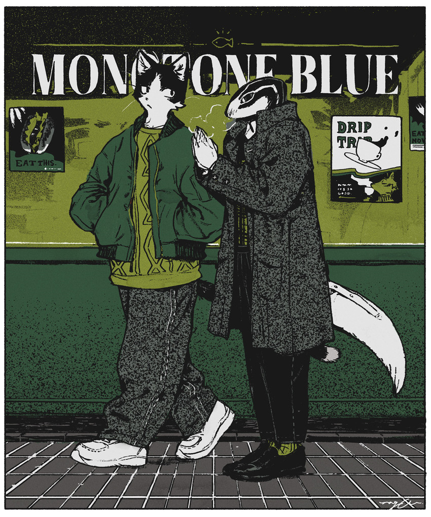 aoi and hachi (monotone blue) created by mucknagabe