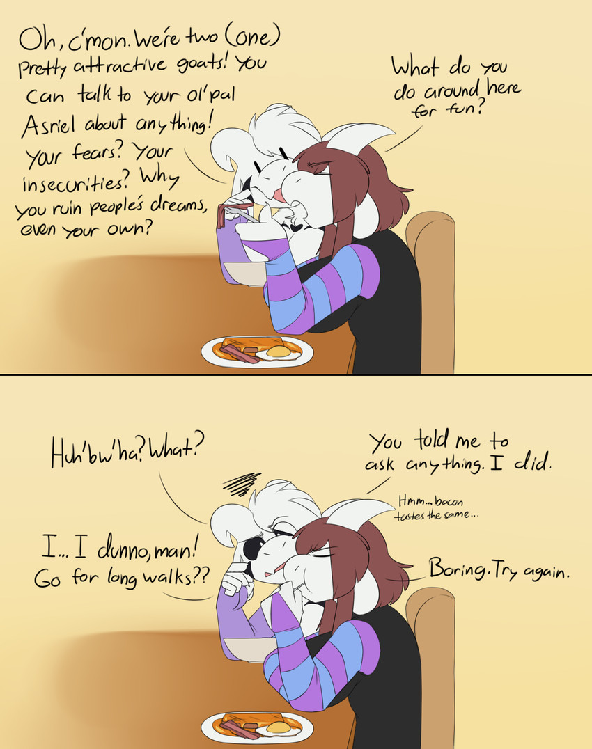 asriel dreemurr, frisk, and frisk (undertale (series) and etc) created by robertge