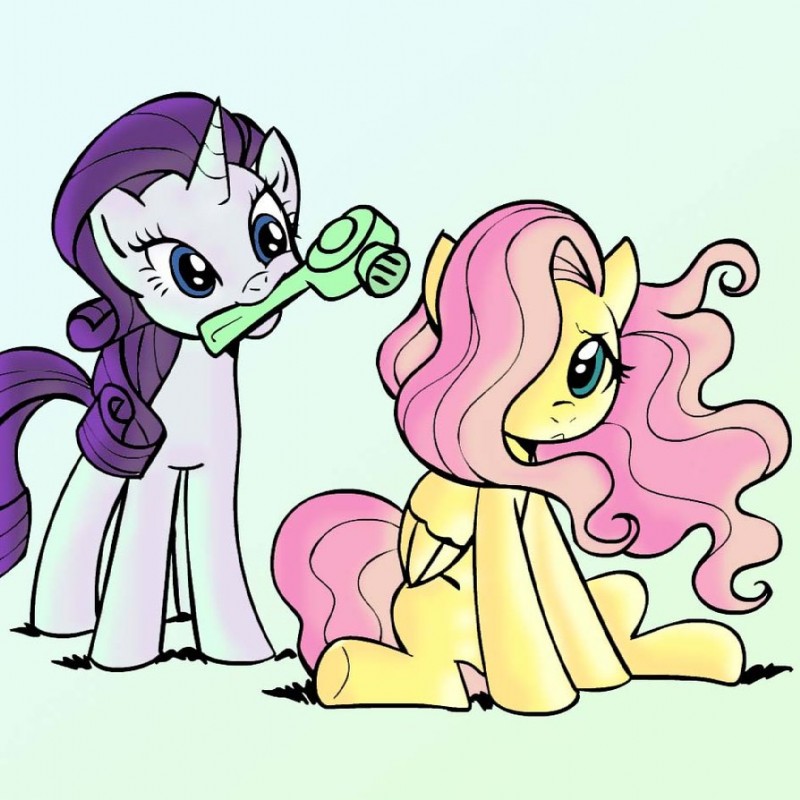 fluttershy and rarity (friendship is magic and etc) created by unknown artist