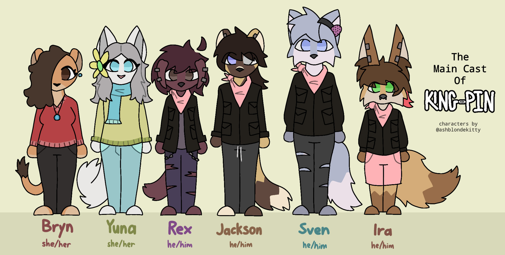 jackson, bryn, rex, sven, yuna, and etc created by ashblondekittyy