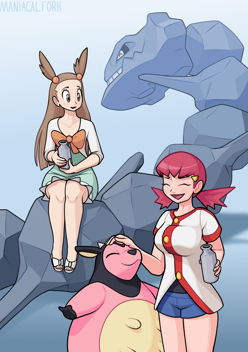 jasmine's steelix, jasmine, whitney's miltank, and whitney (nintendo and etc) created by maniacalfork