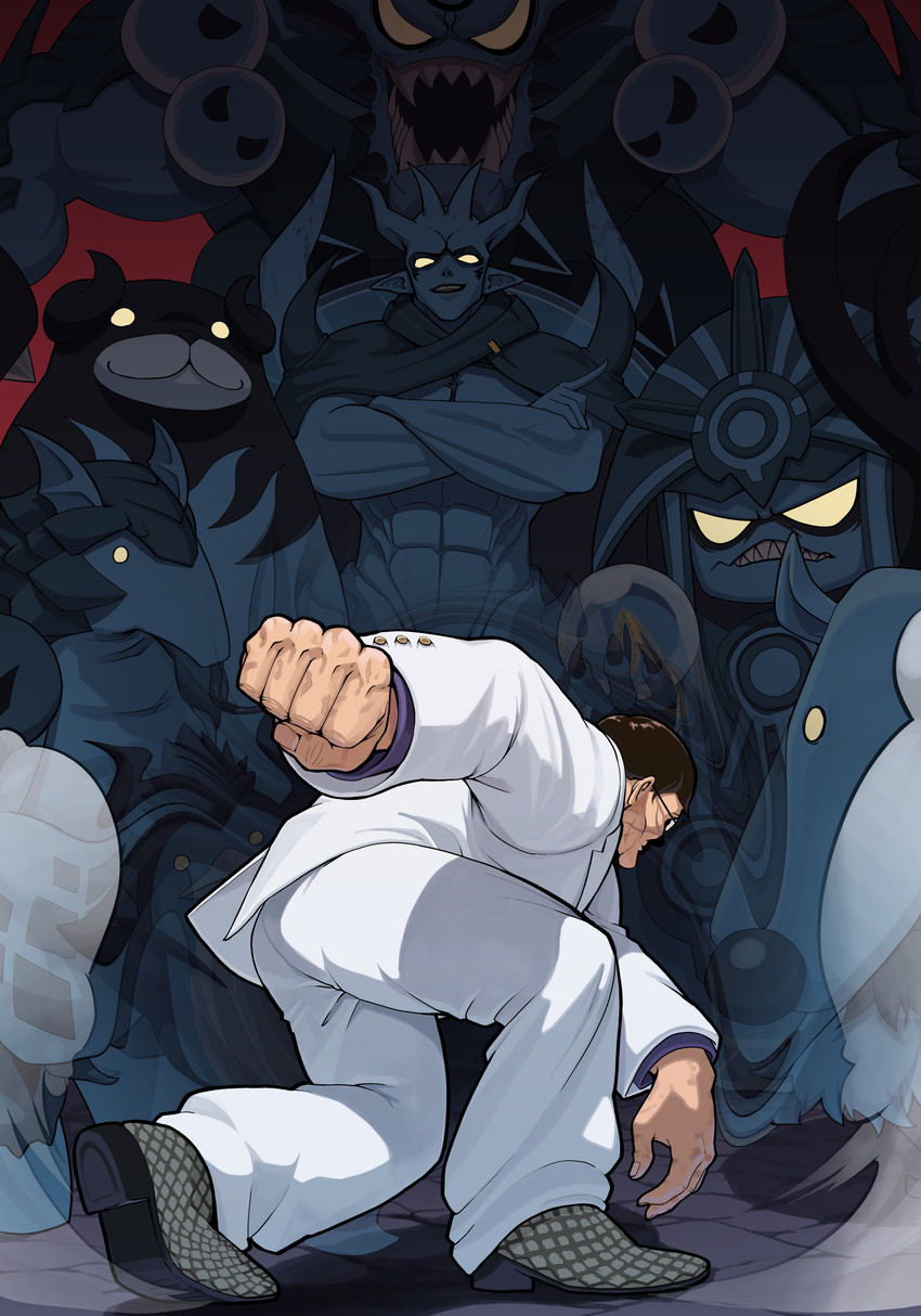 infernal tyrant nyandam, vermilingua rangmaster, lord of ruin jagando, high priest mamon, condemned peng, and etc (baki the grappler and etc) created by 95hoody