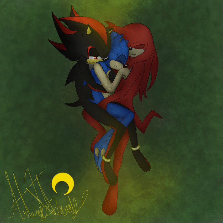 knuckles the echidna, shadow the hedgehog, and sonic the hedgehog (sonic the hedgehog (series) and etc) created by fledgedragonfox