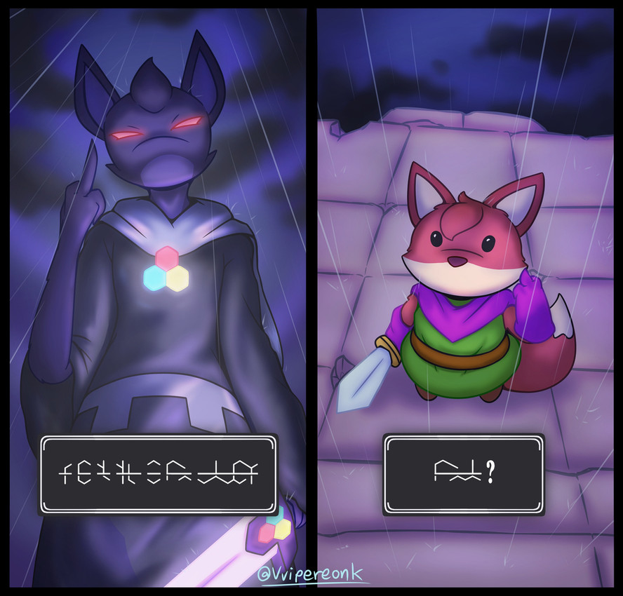 ruin seeker and the librarian (tunic (video game)) created by vvipereonk