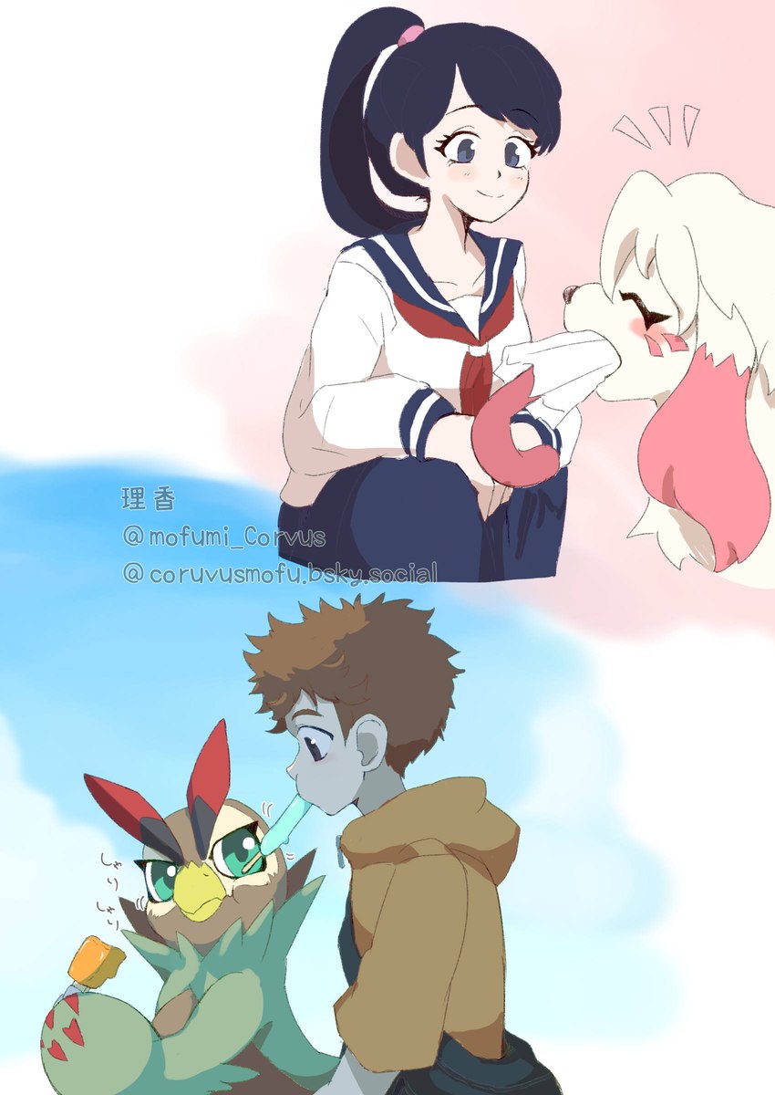 aoi shibuya and minoru hyuga (digimon survive and etc) created by mofumi corvus