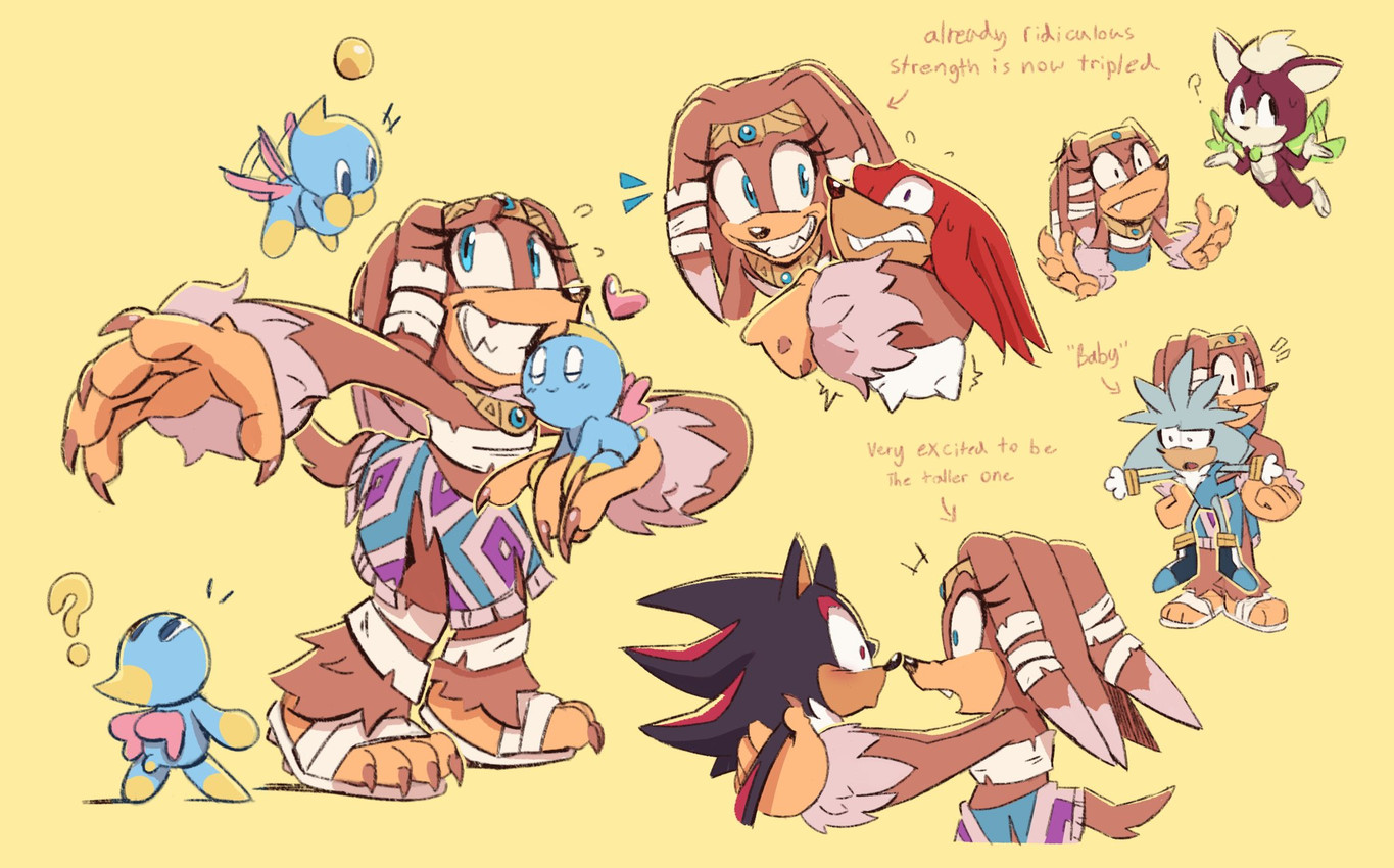 tikal the wereechidna, knuckles the echidna, shadow the hedgehog, silver the hedgehog, tikal the echidna, and etc (sonic the hedgehog (series) and etc) created by galaxylover06