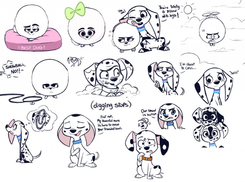 snowball, dee dee, diesel, dizzy, dolly, and etc (101 dalmatians: the series and etc) created by higglytownhero