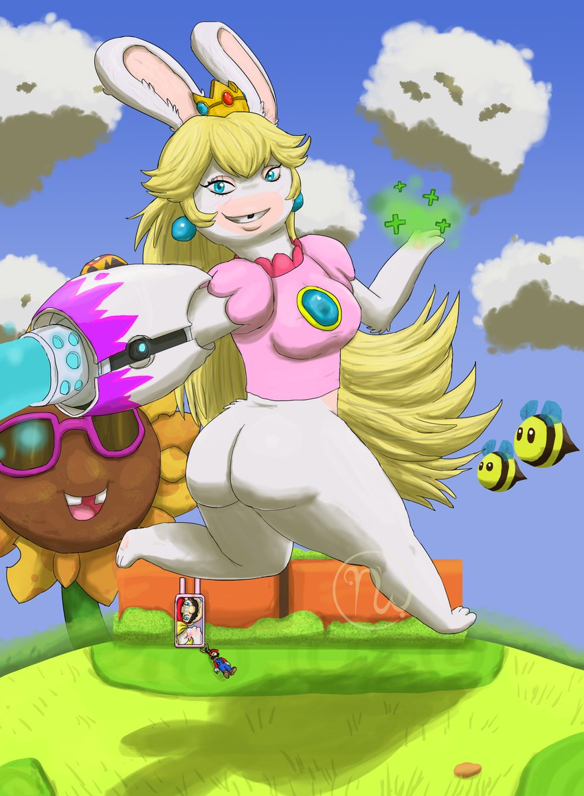 mario, rabbid peach, and sunflower (mario plus rabbids kingdom battle and etc) created by skywater