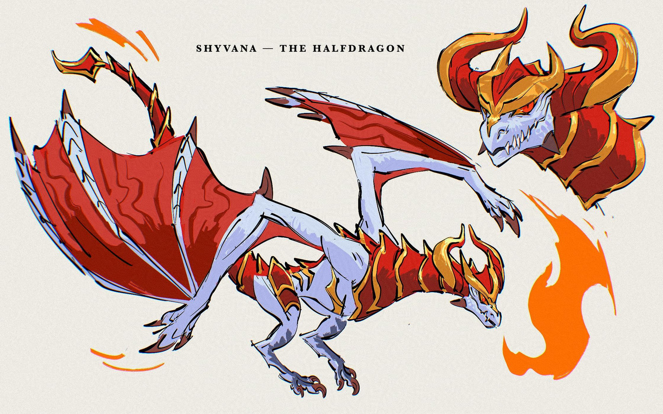 shyvana (european mythology and etc) created by drawain
