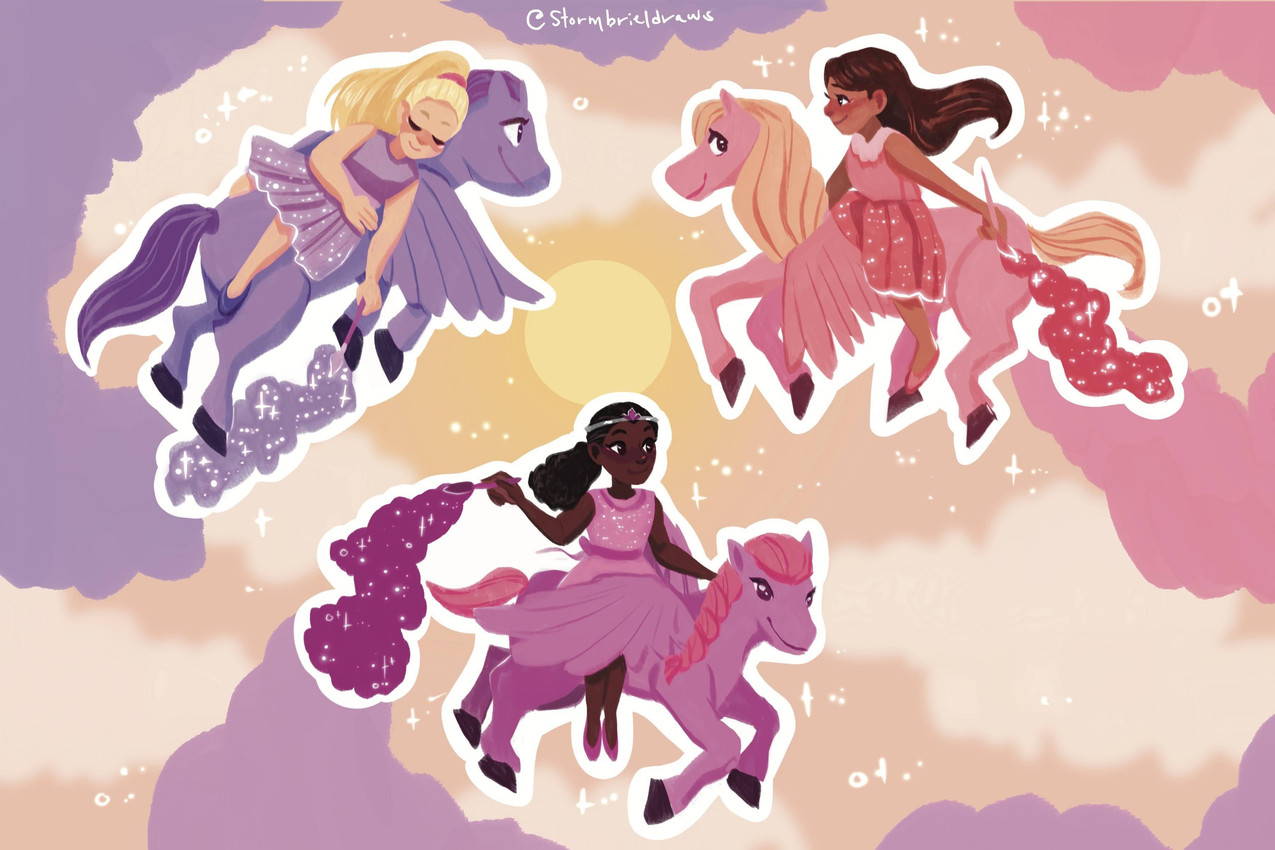 cloud princess blush, cloud princess lilac, and cloud princess rose (barbie and the magic of pegasus and etc) created by woolblossoms