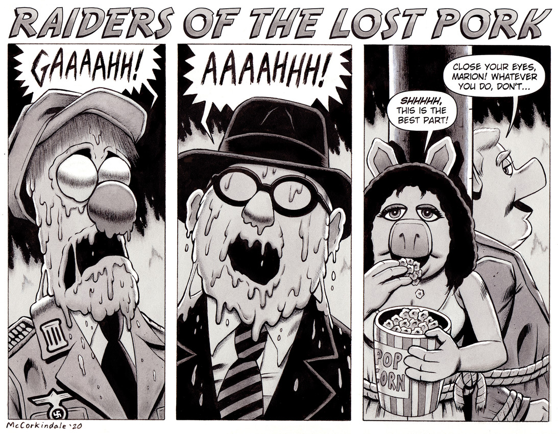 beaker, hermann dietrich, marion ravenwood, bunsen honeydew, indiana jones, and etc (indiana jones (franchise) and etc) created by bruce mccorkindale