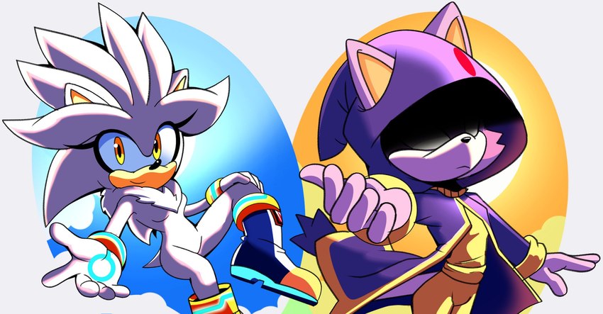 blaze the cat and silver the hedgehog (sonic the hedgehog (comics) and etc) created by blue archer (artist)