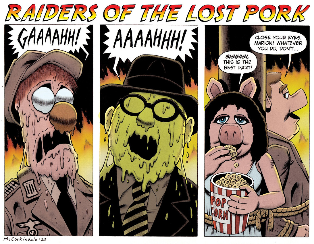 beaker, hermann dietrich, marion ravenwood, bunsen honeydew, indiana jones, and etc (indiana jones (franchise) and etc) created by bruce mccorkindale