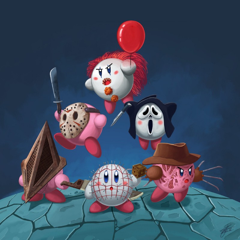 pennywise the dancing clown, ghostface, freddy krueger, jason voorhees, pyramid head, and etc (friday the 13th (series) and etc) created by shnek