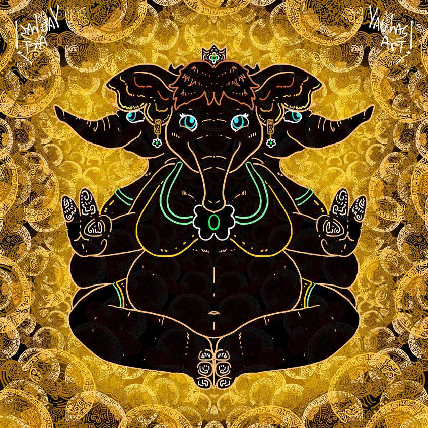 elephant daisy, ganesha, and princess daisy (super mario bros wonder and etc) created by yauhasart