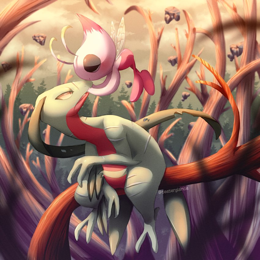 grovyle the thief and shiny celebi (pokemon mystery dungeon and etc) created by teeterglance