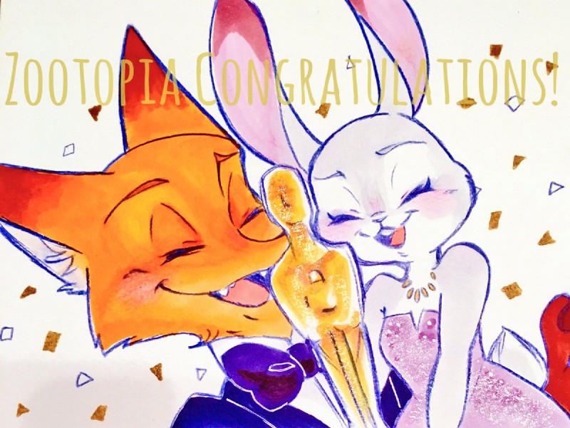 judy hopps and nick wilde (academy awards and etc) created by strawberry628 (artist)