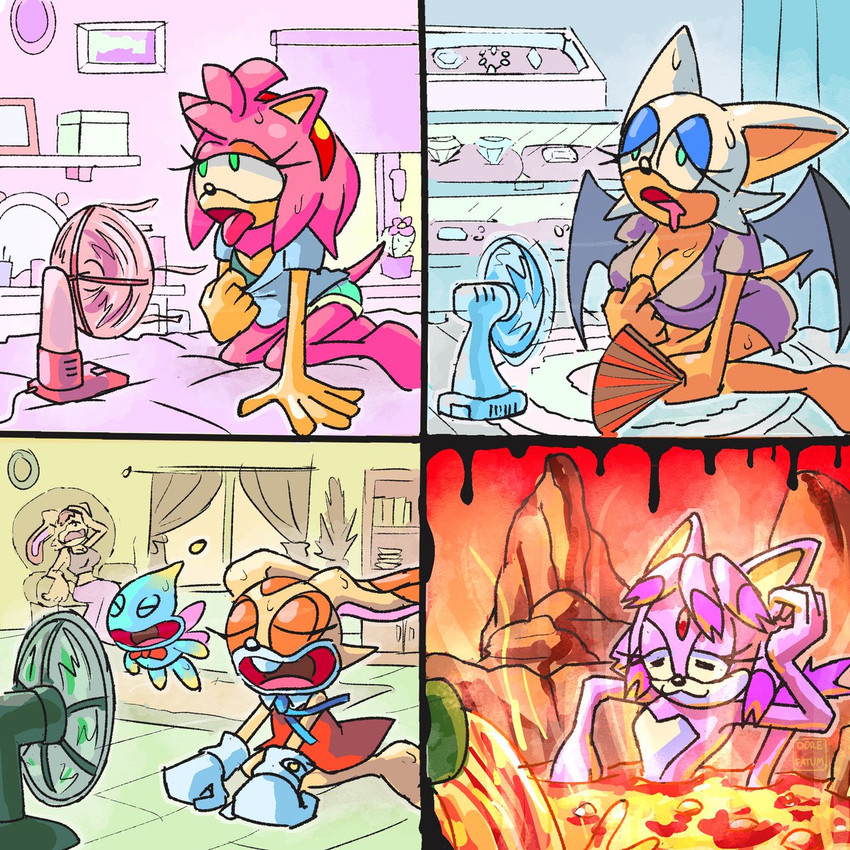 amy rose, blaze the cat, cream the rabbit, rouge the bat, and vanilla the rabbit (sonic the hedgehog (series) and etc) created by dorefatum